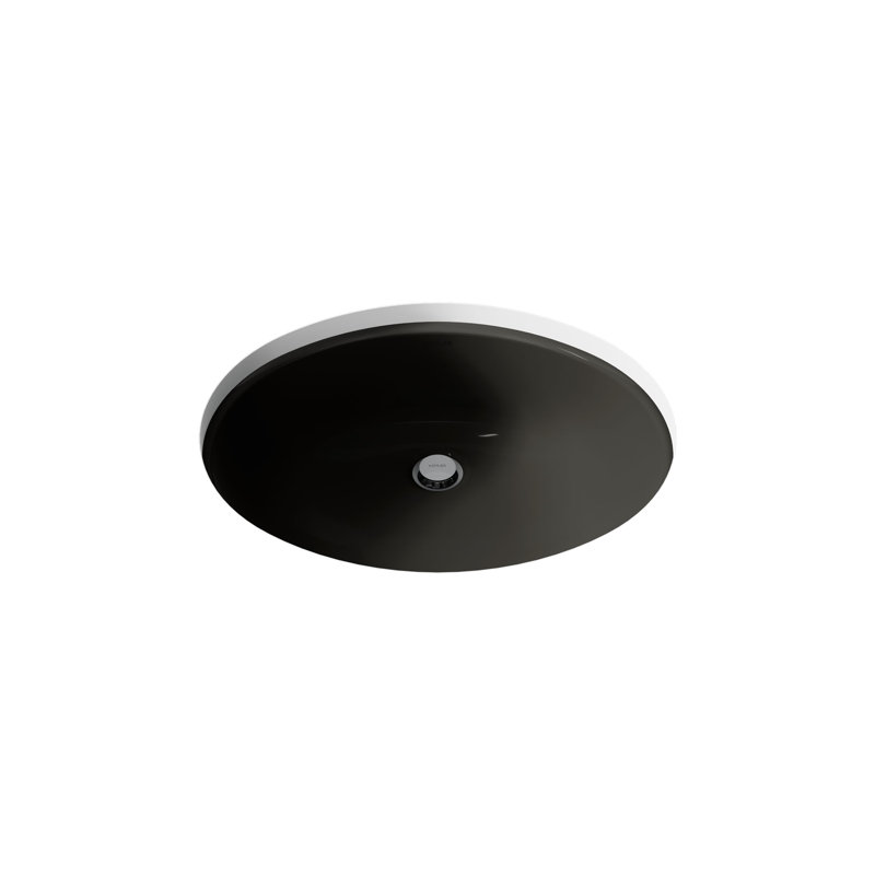 Caxton Vitreous China Oval Undermount Bathroom Sink with Overflow, Black Black