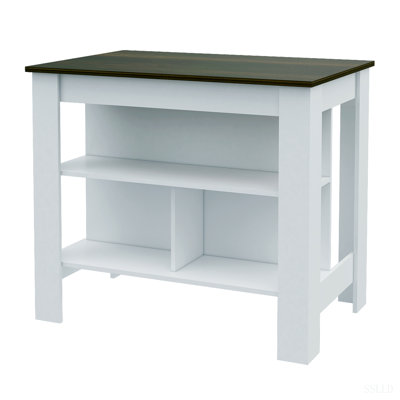 Brooklyn Kitchen Island, Three Concealed Shelves