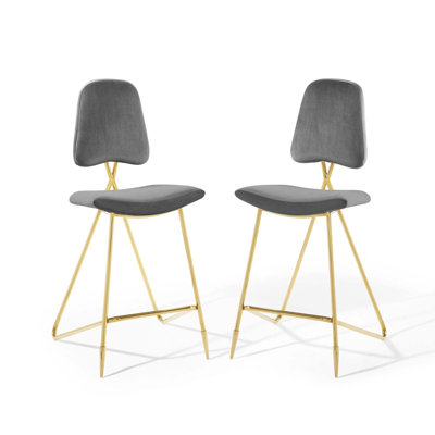 Ponder Bar Stool Performance Velvet Set of 2 by Modway