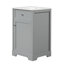 Meuble-lavabo moderne de 50 cm avec lavabo en céramique blanche et tablette de rangement. Vasque de 50 cm, tablette, porte à fermeture douce pour un design fonctionnel.