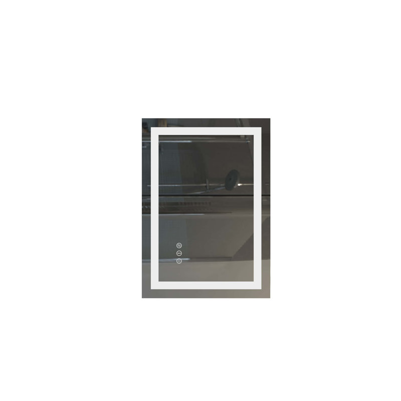 Miroir de salle de bain mural sans cadre à DEL à intensité variable et antibuée, Rectangulaire, 28 po x 20 po