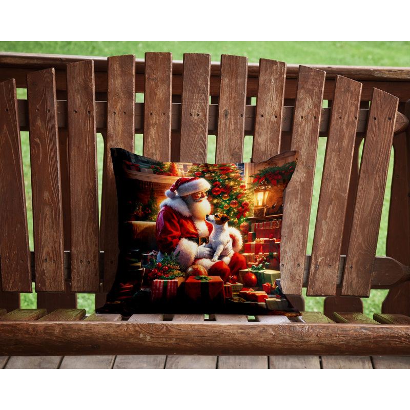 Coussin Jack Russell Terrier and Santa Claus, H 14 po x l 14 po