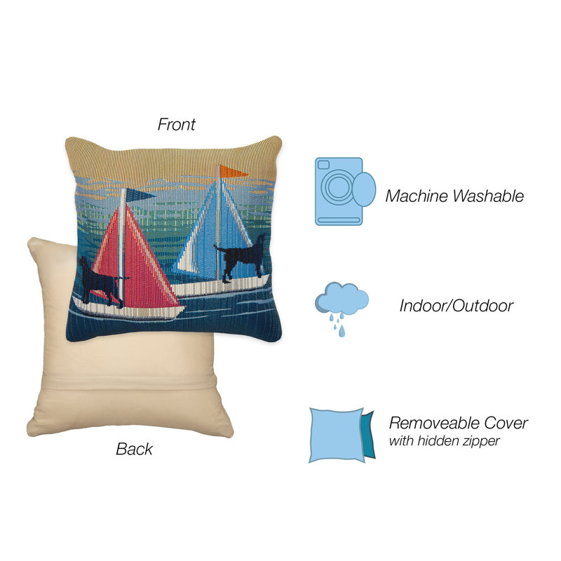 Blue and Red Nautical Dogs Indoor/Outdoor Throw Pillow