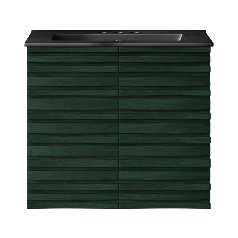 Ensemble de meuble-lavabo mural 24 po avec comptoir central à 3 trous Judd, Vert, Noir