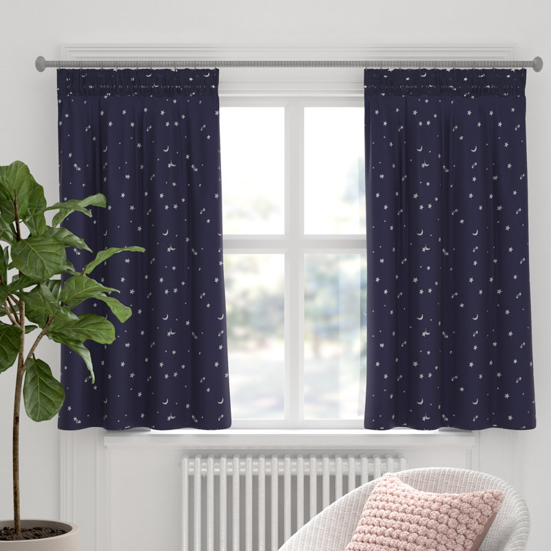 Chrystin Room Darkening Curtain Pair, Navy, 168 W x 229 D cm