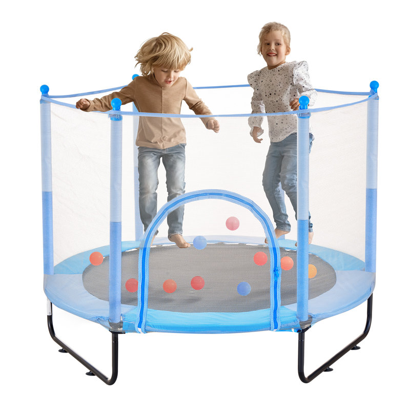 Mini trampoline 60 "pour enfants avec filet intérieur et extérieur, Bleu