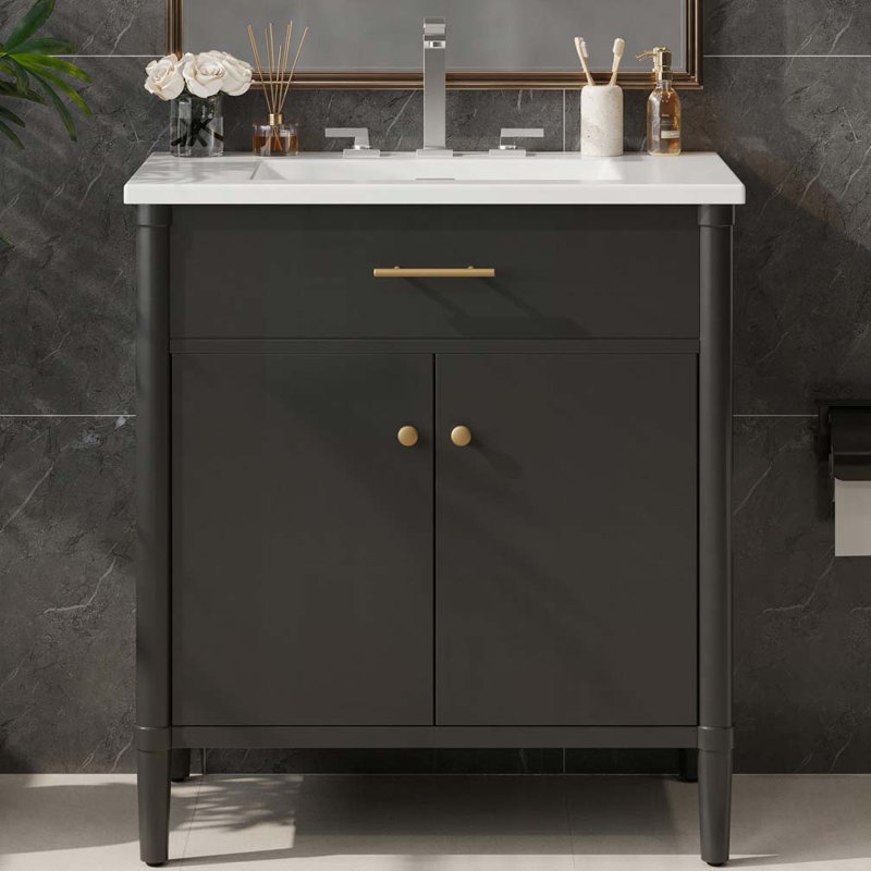 Meuble-lavabo avec tablette réglable, Noir