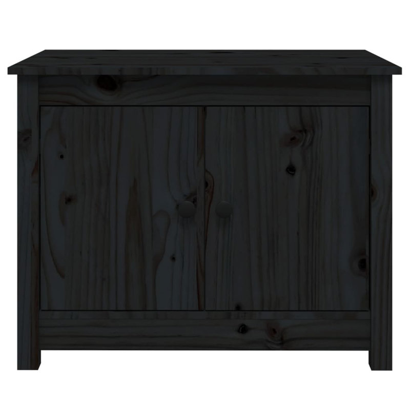 Kittell Solid Wood Four Leg Coffee Table with Storage, Black