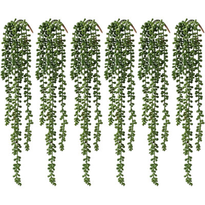 6 Pcs Artificial Succulents Hanging Plants, Fake String of Pearls Greenery Plants.Indoor and Outdoor
