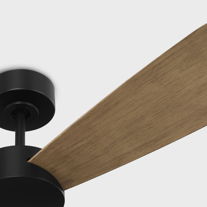 Visual Comfort Fan Paddle Smart 52 Indoor Ceiling Fan with Threaded Downrod, Matte White ABS blades and Handheld Remote, Oak