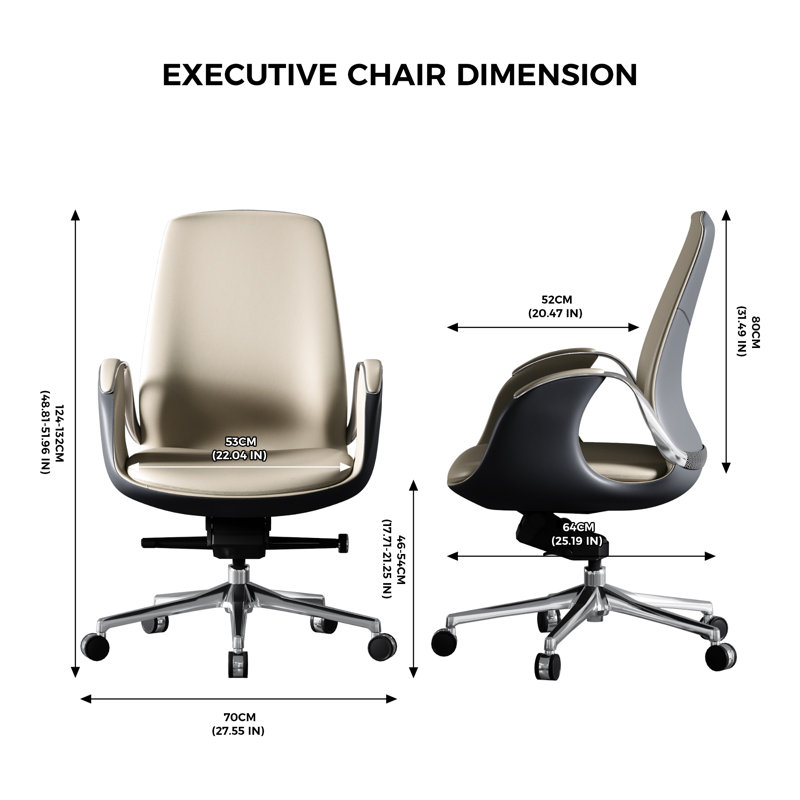 Genuine Leather Executive Office Chair, Executive Guest Chair, Mid Back Comference Office Chair for Office Comference Room Table,Swivel with Wheels(Cream)