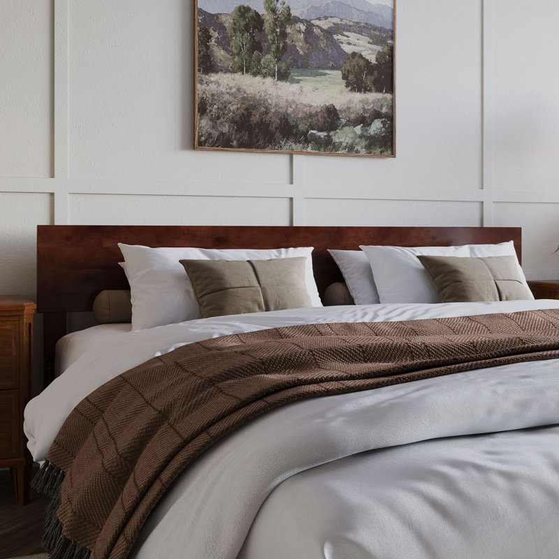 Daurice Solid Wood Panel Headboard, Walnut, King