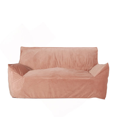 Fauteuil à billes surdimensionné 2 places avec accoudoirs, rose