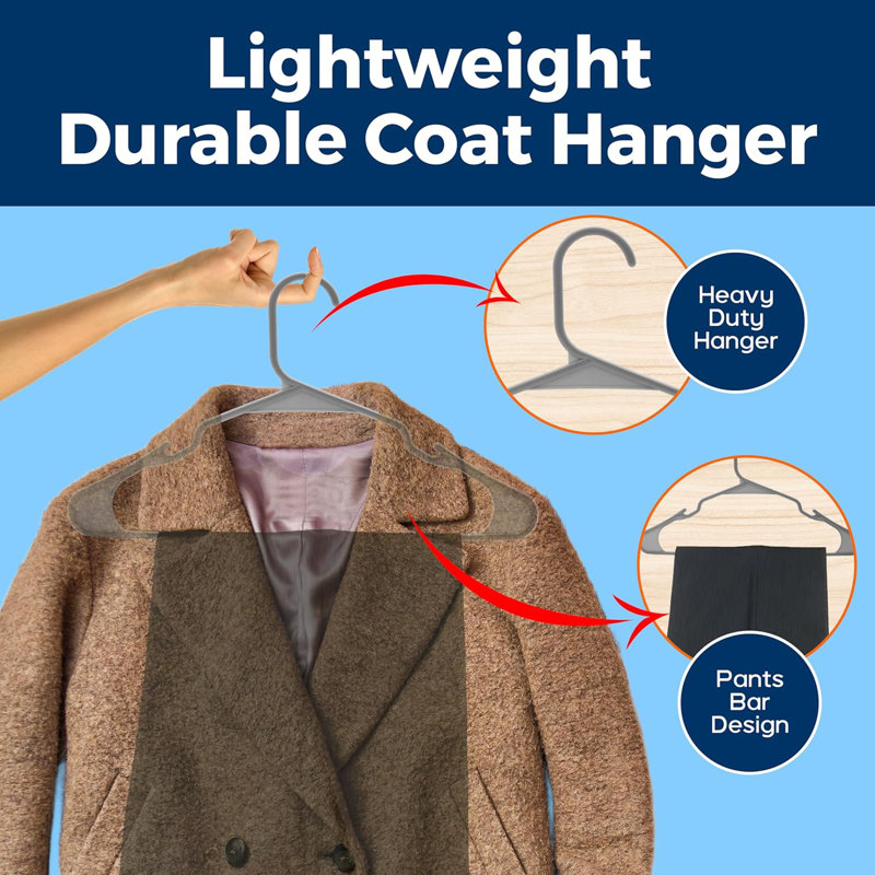 Cintres de qualité supérieure - Conception mince et compacte, plastique léger et durable avec rainures d'épaule intelligentes, utilisation polyvalente pour organiser la lessive, les manteaux et les vêtements