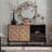 Solid Wood Sideboard With Geometric Pattern, 2 Doors And 2 Drawers