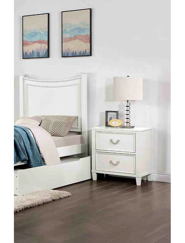 Table de chevet en bois massif Transition, Blanc