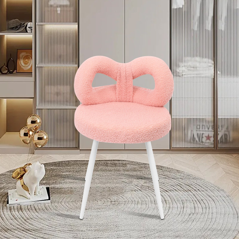 Fauteuil de maquillage avec coussin et dossier moelleux, Rose