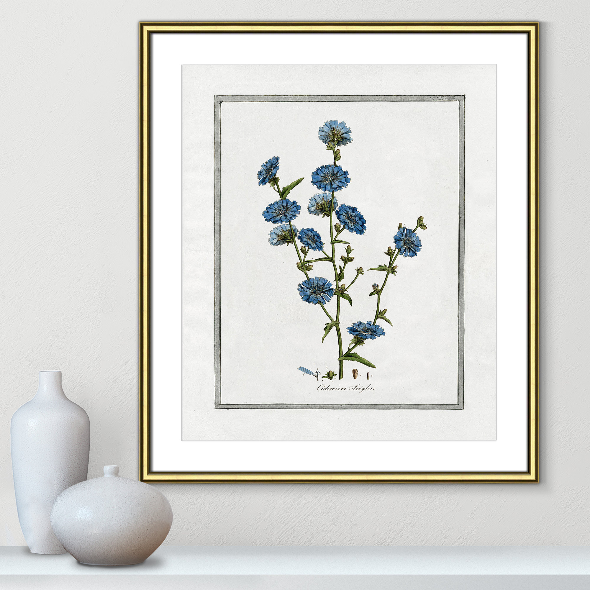 Soft Botanical I - Framed Art Full Bleed, 22.75" W x 26.75" H, Gold Framed