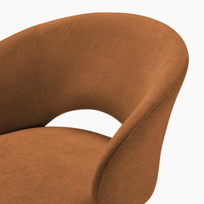 Biljana Luxury Fabric Upholstered Swivel Dining And Office Chair With Metal Legs, Orange
