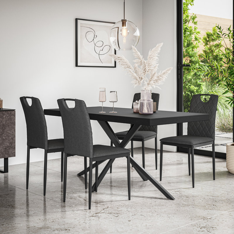 Beaudreult 6 - Person Dining Set, Black/Black/Charcoal