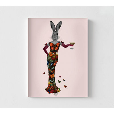 Rabbit Butterfly Dress, Extra Large Butterfly Poster Print, Bizarre Artwork Print, Framed Weird Art Poster Print, Butterfly Artwork