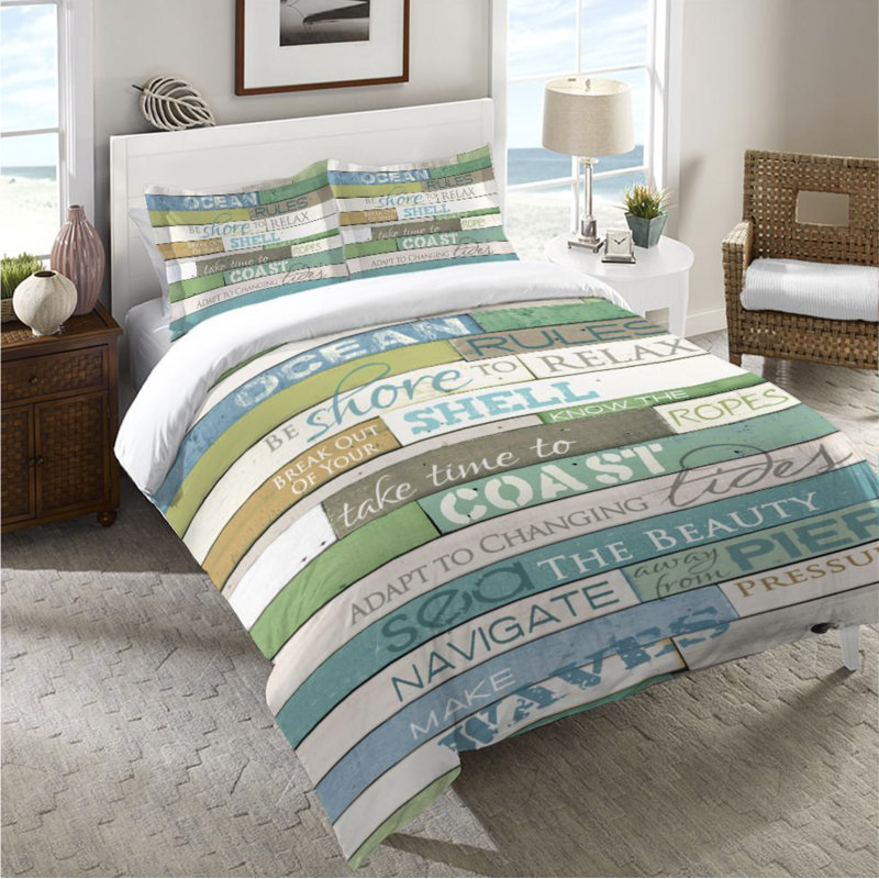 Housse de couette en microfibre bleu Ocean Rules, Housse de couette grand