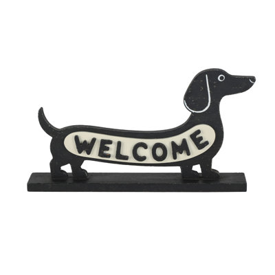 Figurine décorative teckel en bois rustique