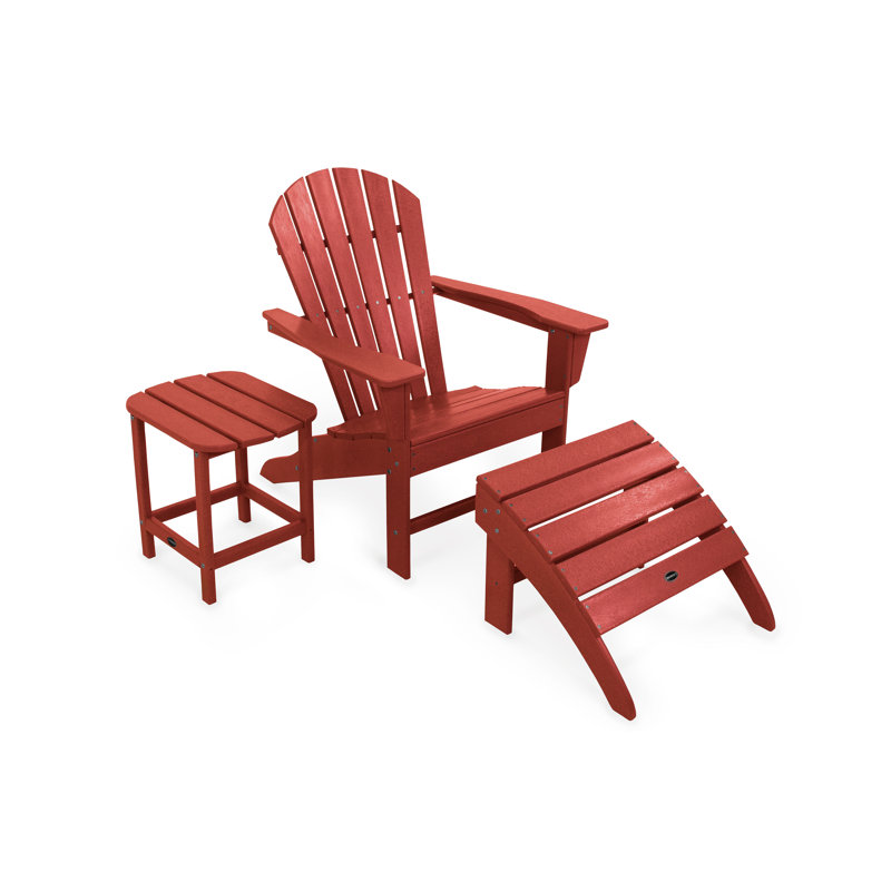 POLYWOOD South Beach Adirondack 3-Piece Set, Sunset Red