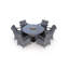 Ouellette 6 - Person Wicker Patio Dining Set with Round Table , Cushions Included-486398721-486398722