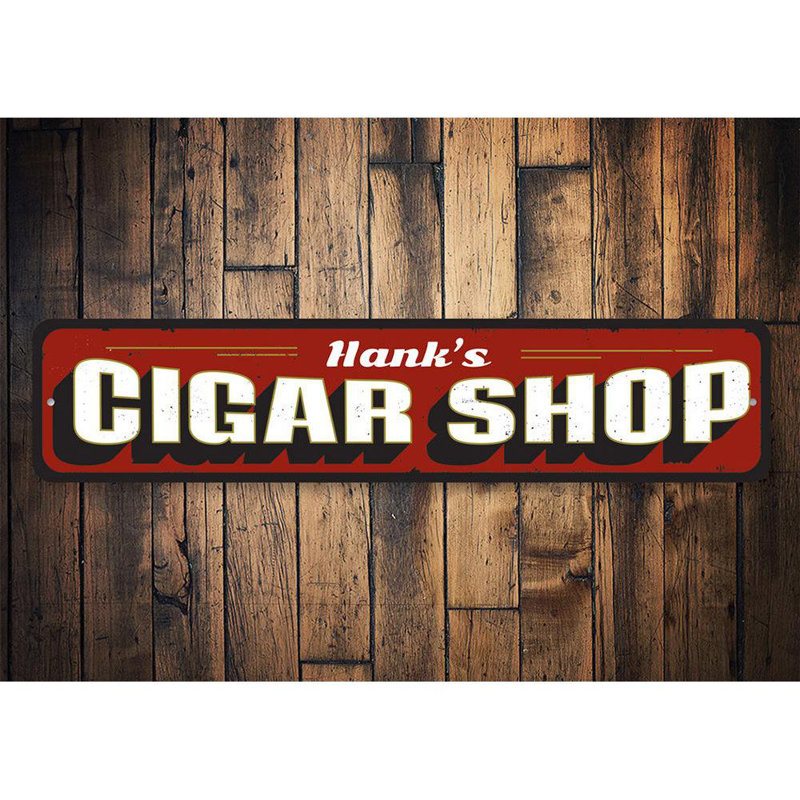 Enseigne de cigare en métal, H 4 po x l 18 po x P 0,04 po
