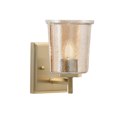 Anselmi Wall Sconce, New Age Brass Finish, 5.25" Amber Bubble Glass
