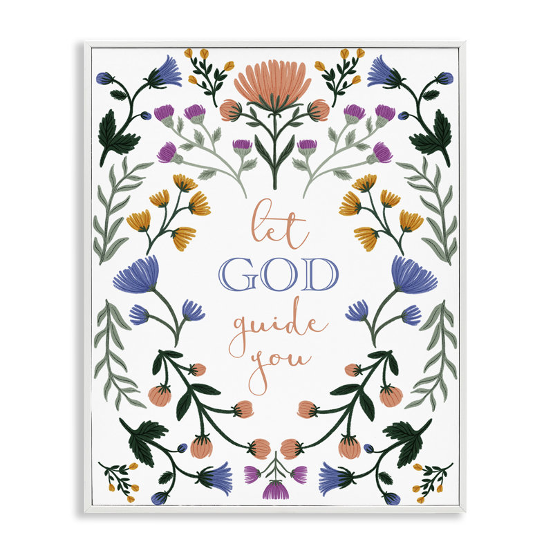 Floral, Let God Guide You, giclée encadrée, design par Angel Nicole, H 14 po x l 11 po
