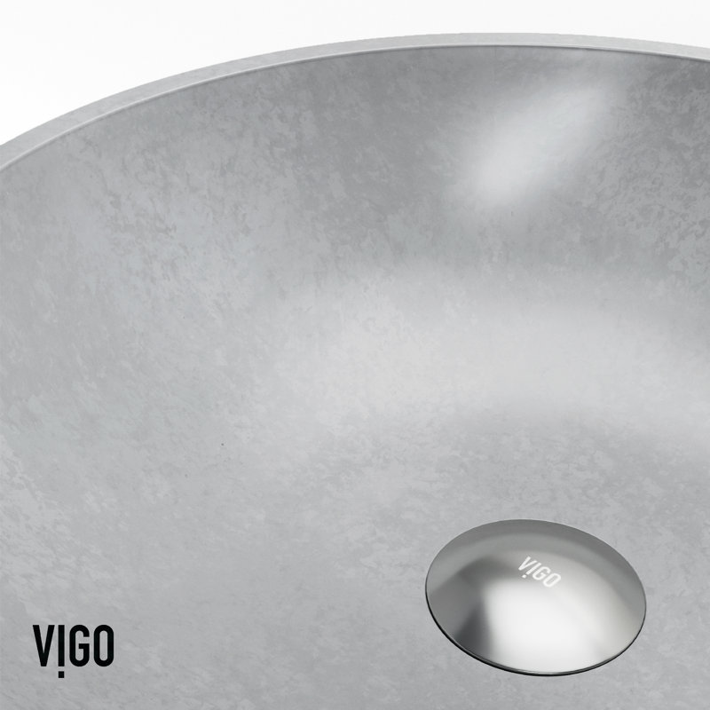 Dunn Ravenna Gothic 16" L x 16" W x 5" H Round Concrete Vessel Bathroom Sink with 11" H Faucet