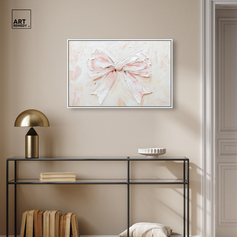 Relief Ribbons Canvas Fashion Wall Art, H 21 po x l 31 po, Cadre flottant blanc