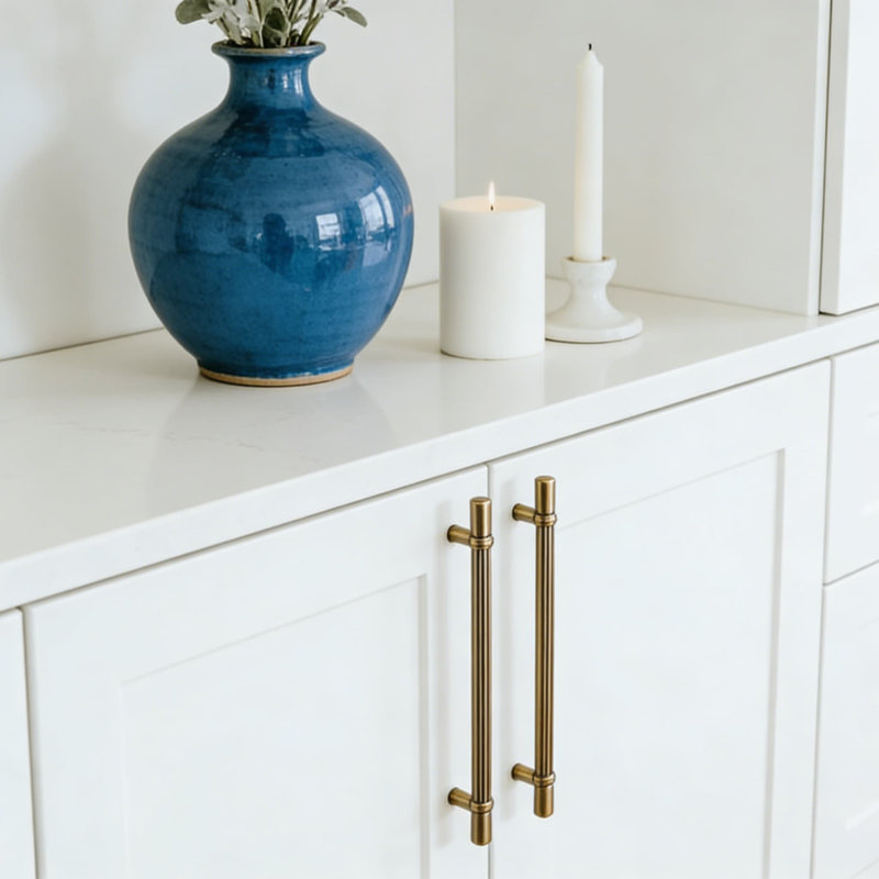 Ensemble de 6 poignées d'armoire de 10 pouces, poignées d'armoire de cuisine en nickel satiné et bronze champagne, poignées de tiroir robustes en alliage avec entraxe standard pour une installation facile