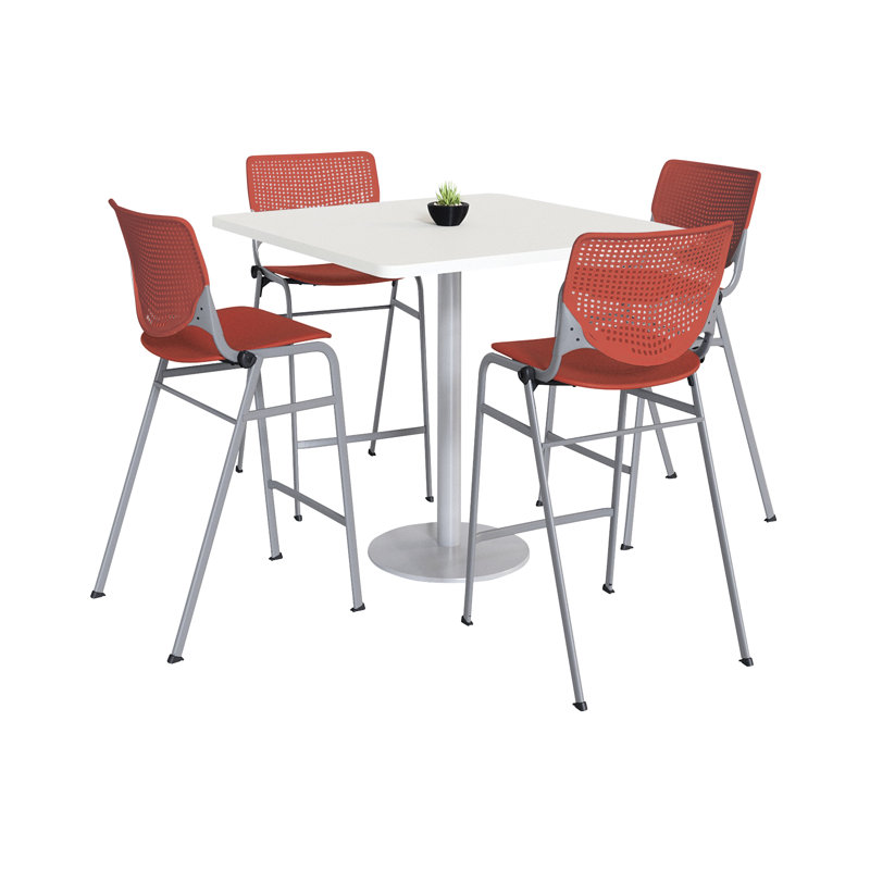Ensemble de table de salle à manger et chaise Kool L 42 po, H 41 po x L 42 po x l 42 po, Blanc / jaune, Blanc
