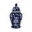 Chinoiserie Traditional Stoneware and Ceramic Lidded Jar with Decorative Motif and Classic Silhouette in Timeless Design for Display or Accent Placement in Living Spaces or Shelf Arrangements-542330468