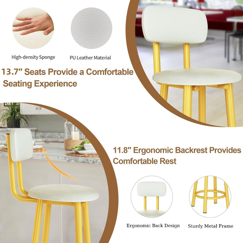 Tabouret de comptoir 24,6 po Sivansh, Or, Blanc