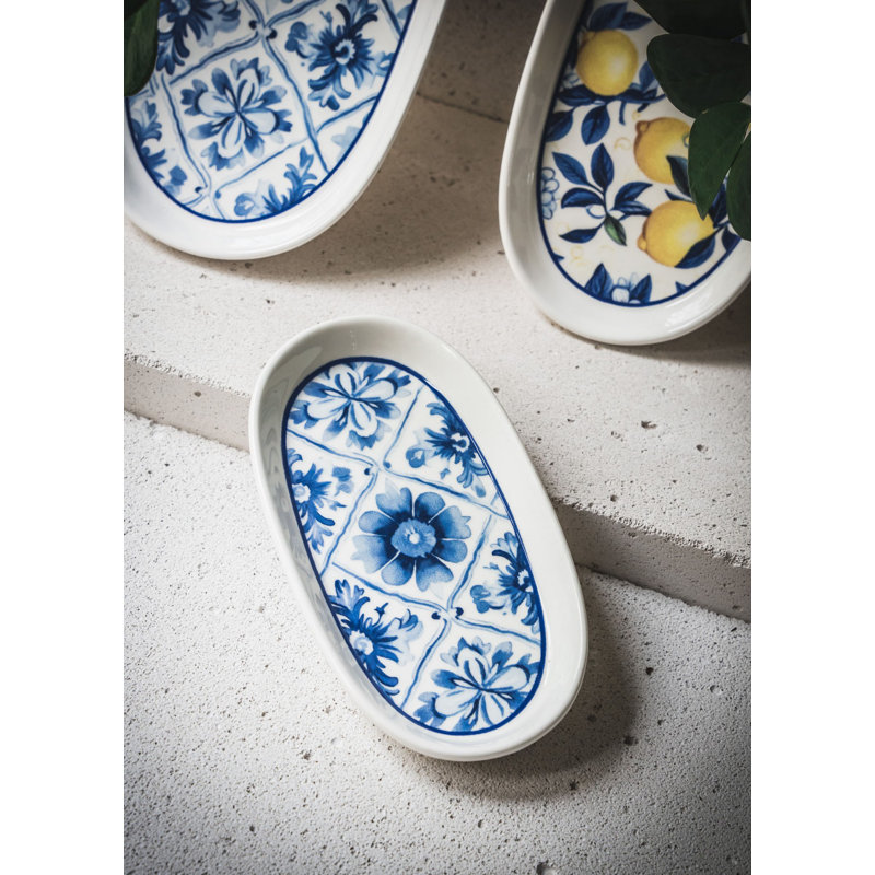 Elegant Ceramic Platter Set (2 Pieces), Vibrant Yellow, 8.3 x 4.7 x 0.8 inches | 100% Dishwasher-Safe, Perfect for Serving Appetizers & Snacks, Stylish and Durable for Any Occasion
