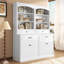 Armoire de rangement pour salle de bain avec quatre portes, tiroirs, tablette réglable et six tablettes ouvertes