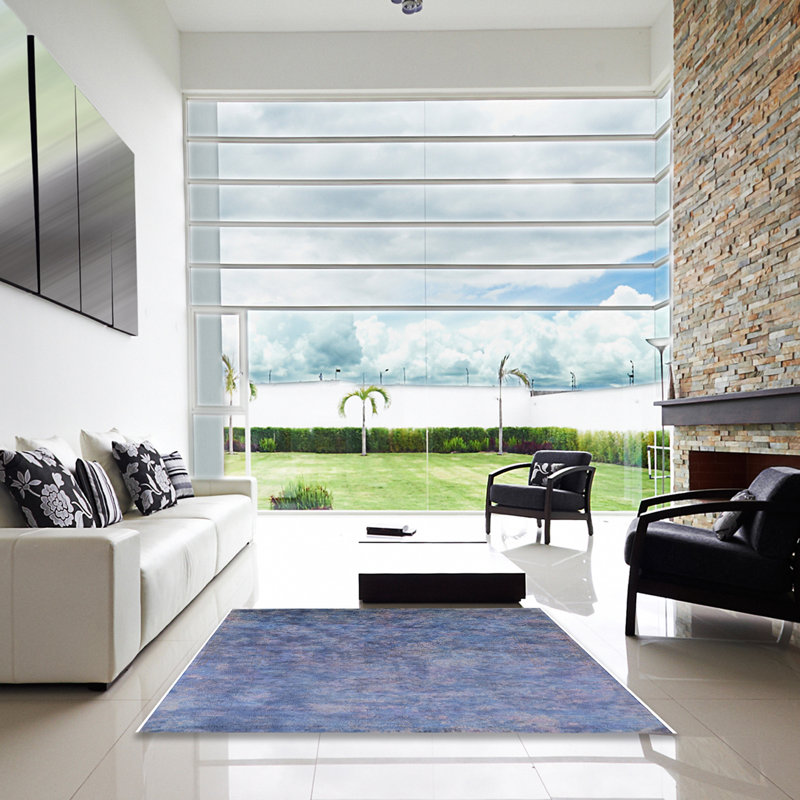 Tapis oriental bleu, Carré 6 pi