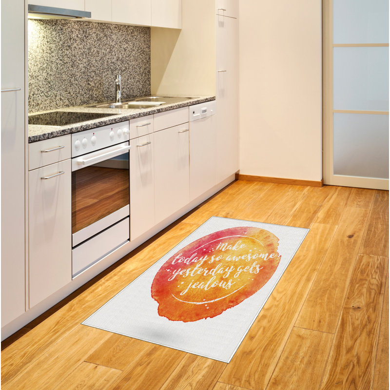 Tapis décoratif en fibres à haute densité Saying, Rectangle 2 pi 7 po x 5 pi