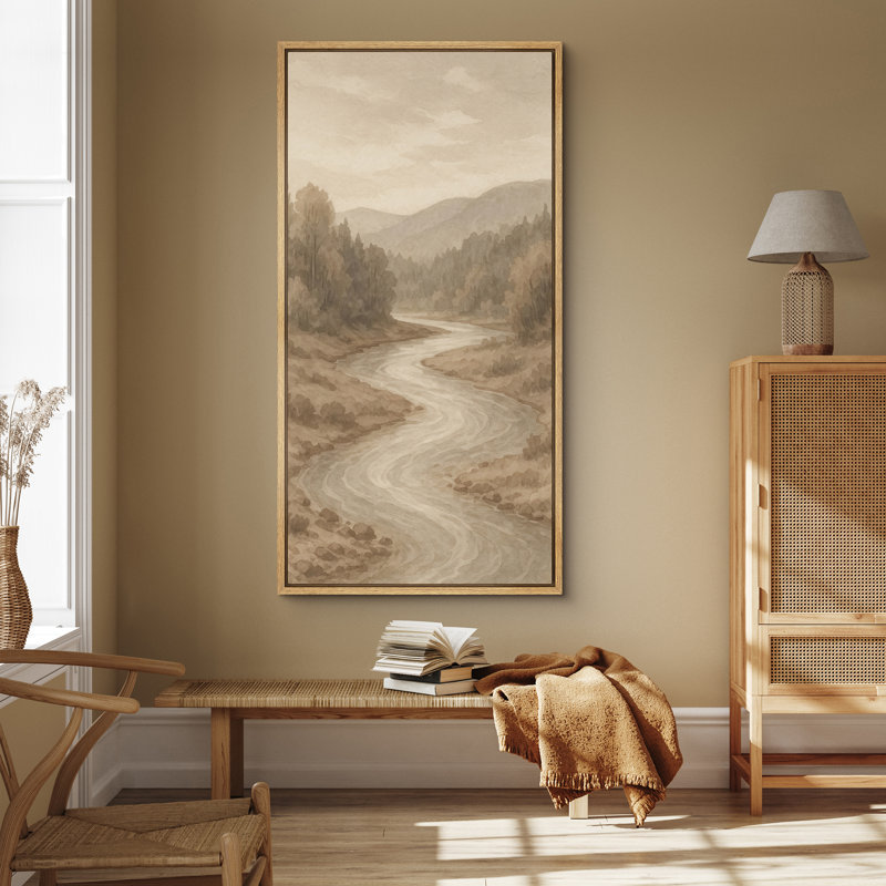 «Whimsical Crane Duo», œuvre d'art dans des tons de bleu doux et de lavande - grande impression encadrée sur toile de la chambre principale