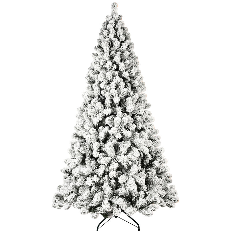Arbre de Noël enneigé 5 pi enneigé avec 200 lumières blanches chaudes, 551 pointes, dépliage automatique et support en métal pour un look des Fêtes, stable