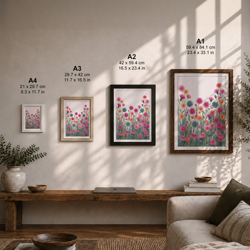Meadow Gaillardia Botanical - Framed Print, Oak, A3 - 42.0 x 29.7 cm