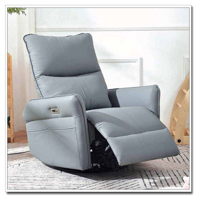 Fauteuil inclinable électrique à bascule, Polyuréthane, Bleu-gris, 270°
