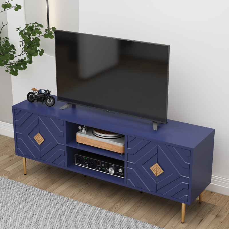 Meuble télé 63 po Leala, Bleu