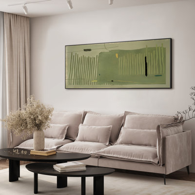 Extra Large Geometric Abstract Wall Art Print - Green and Black Minimalist Artwork Modern  Decor for Living Room or Bedroom, Frame Assembly Required (Frame Assembly Required)