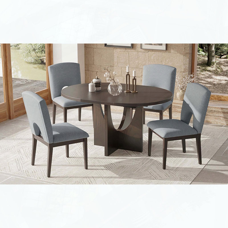 Ensemble de table de salle à manger moderne extensible avec chaises, Gris/espresso