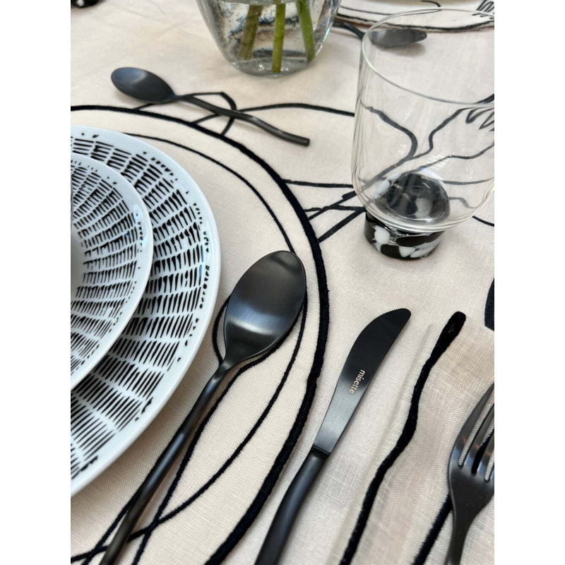 Line Drawing Embroidered Linen Placemats